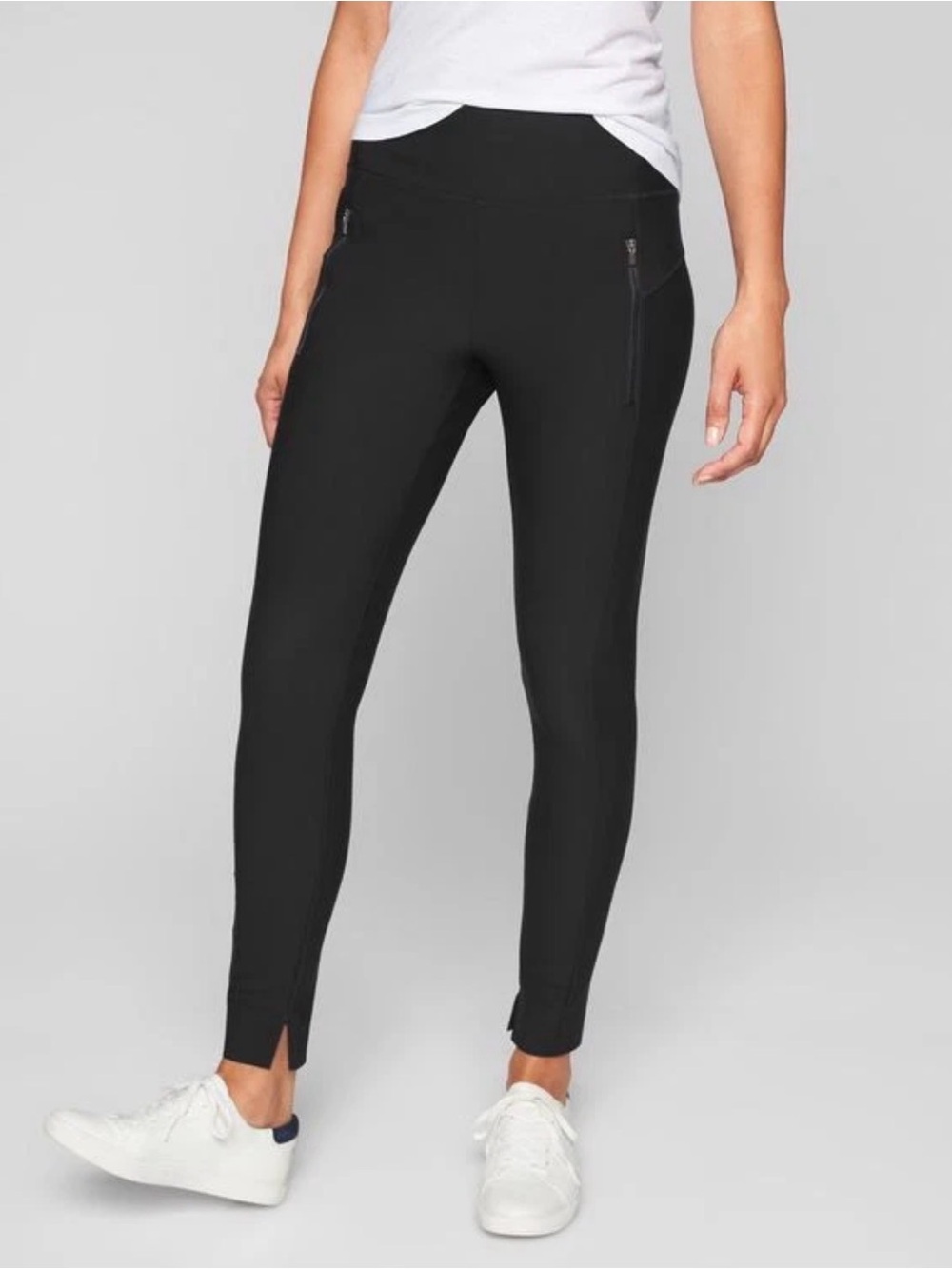 Athleta Stellar Tight Pants Black Ankle Zip Pockets